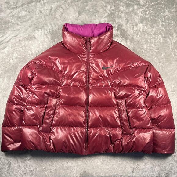 Nike Sportswear Down Fill Puffer Jacket Womens XL Burgundy Quilted CU5813 638 - Picture 1 of 7
